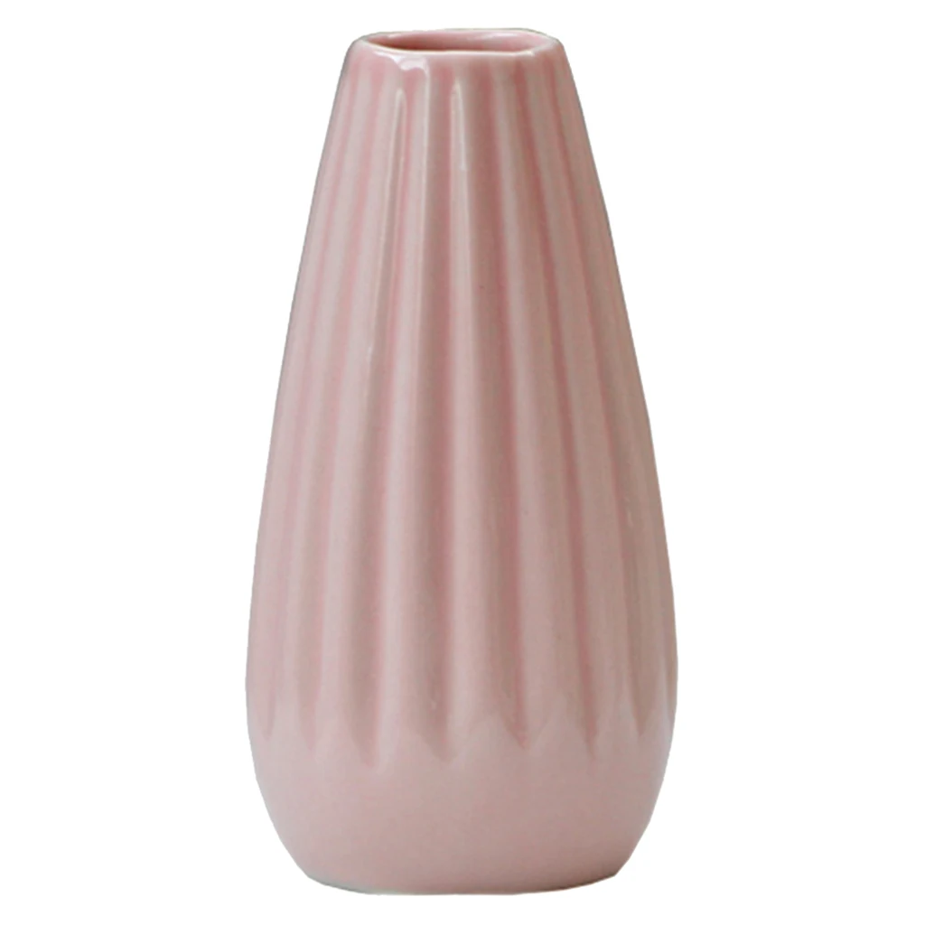 Home Garden Ceramic Mini Vase Stripe Planter Pot Ornaments Decor Decoration