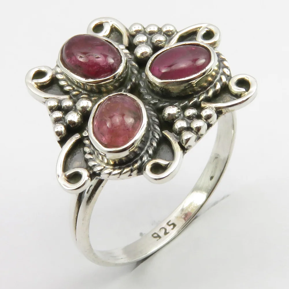 Серебряное натуральное турмалиновое кольцо в античном стиле Sz 9,25 ювелирных изделий