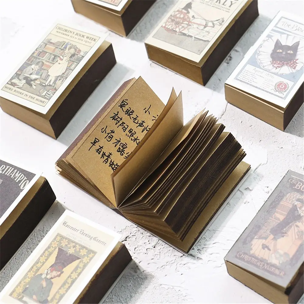 

122 Sheets Mini Retro Memo Pad Creative Matchbox Shape Notepad Tearable Message Note Kawaii Stationery School Office Writing Pad