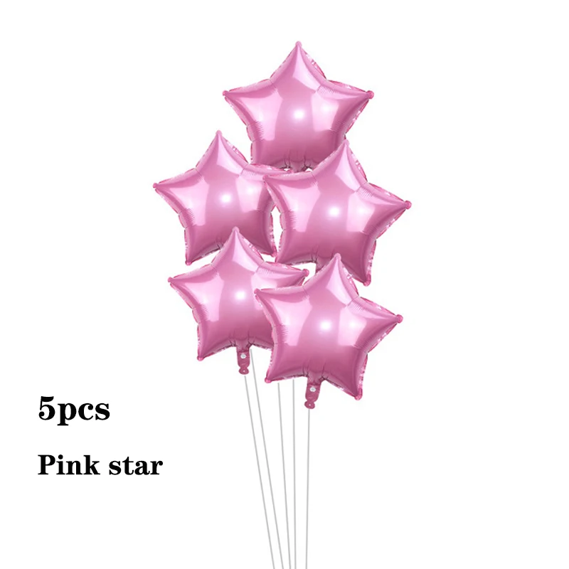 pink stars 5 шт./лот 18 дюймов Радуга розовое золото в форме сердца, звезды из алюминиевой фольги Воздушные шары на день рождения, свадьбу, девичьи вечерние украшения - Цвет: pink stars