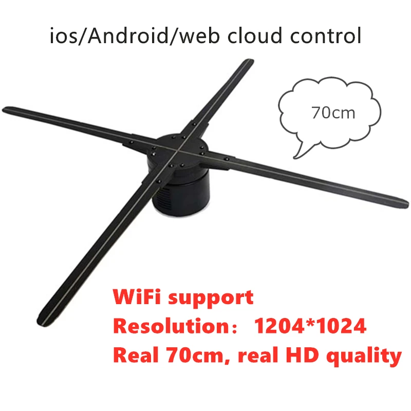 

70cm wifi(IOS/Android/Web cloud control) 3D hologram advertising led fan holographic display advertising light