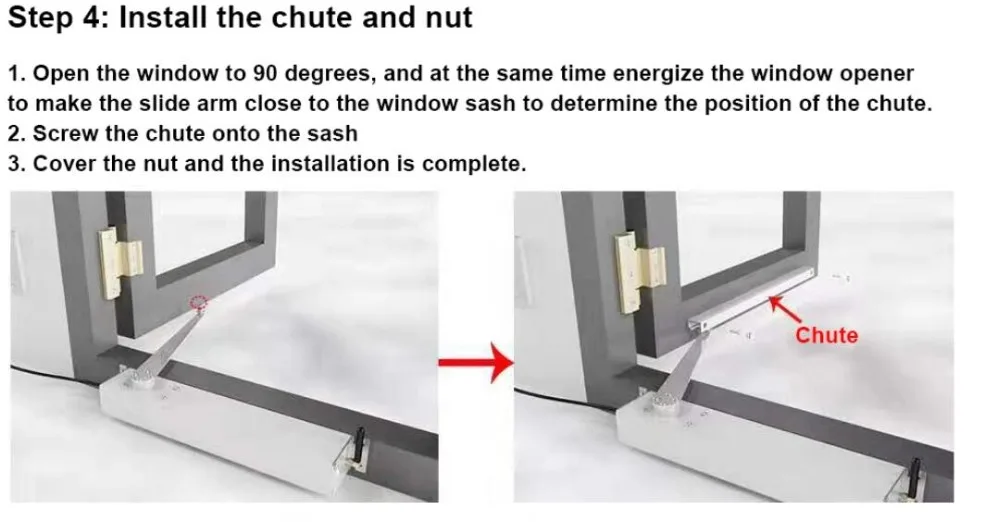 Tuya the 24V Sliding Arm Automatic Window Opener Is Used to Open the 90 Degree C