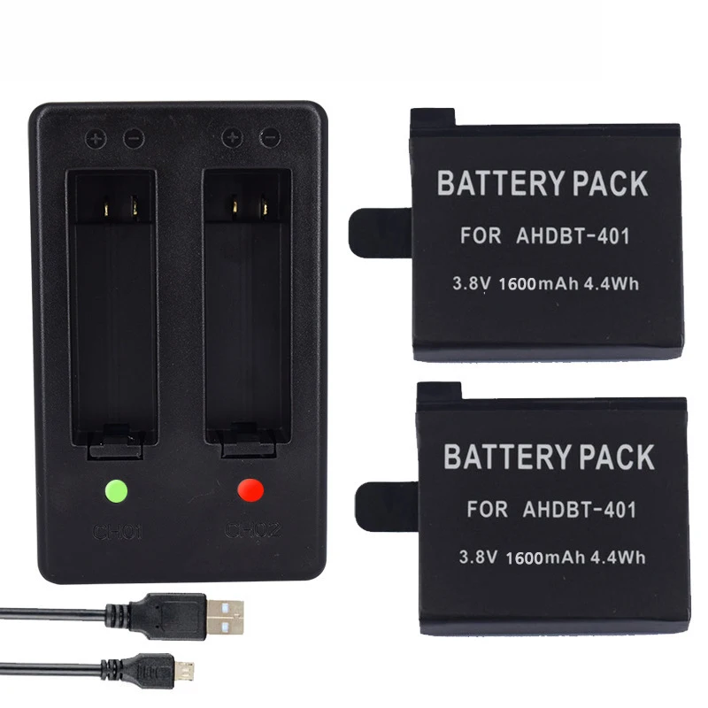 4 шт. 1600 мАч AHDBT-401 батарея для Gopro Hero 4 батарея AHDBT401 AHDBT 401+ USB зарядное устройство для камеры GoPro Hero4 HERO4