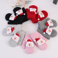 Рождественские детские перчатки, Детские Зимние перчатки для мальчиков и девочек, толстые теплые рождественские рукавицы мультфильмы, перчатки для детей от 4 до 10 лет