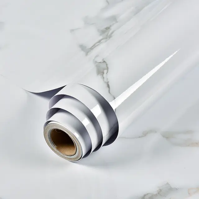 Shiny White Self-Adhesive Peel & Stick in Rolls Waterproof Wallpaper Furniture Films PVC Oil-proof Wall Stickers Kitchen Cabinet Elegant White