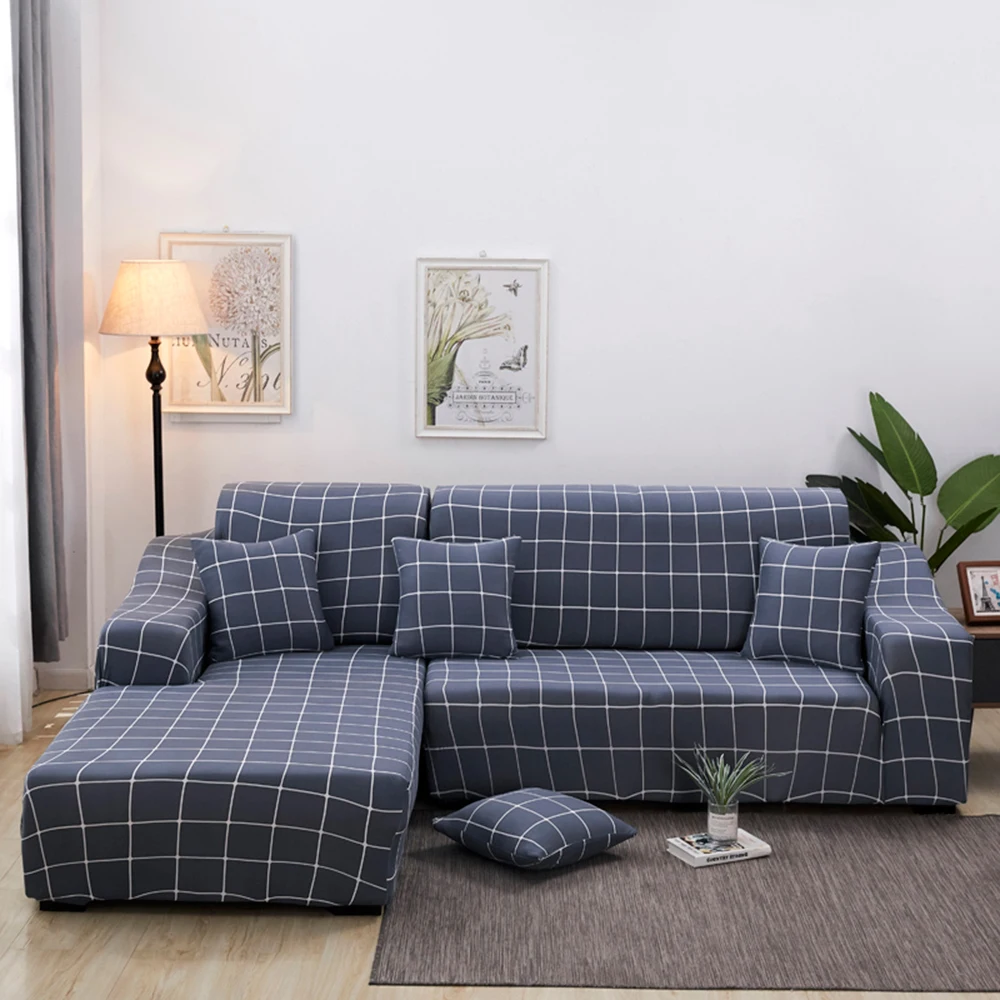 Urijk печатные клетчатые плотные Чехлы для дивана для гостиной эластичные 2 шт. Чехлы для дивана если L-style секционный угловой диван де диван