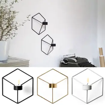 

AA 3D Geometric Candlestick Metal Wall Candle Holder Sconce Matching Nordic Style Home Decor