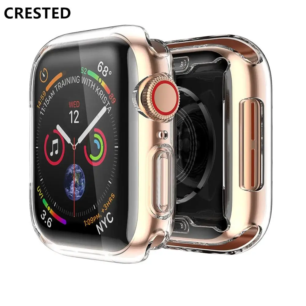 Мягкий чехол для apple watch 5, 4, 3, ремешок, чехол для apple watch 44 мм/40 мм 42 мм/38 мм, iwatch band, универсальная ультратонкая прозрачная рамка