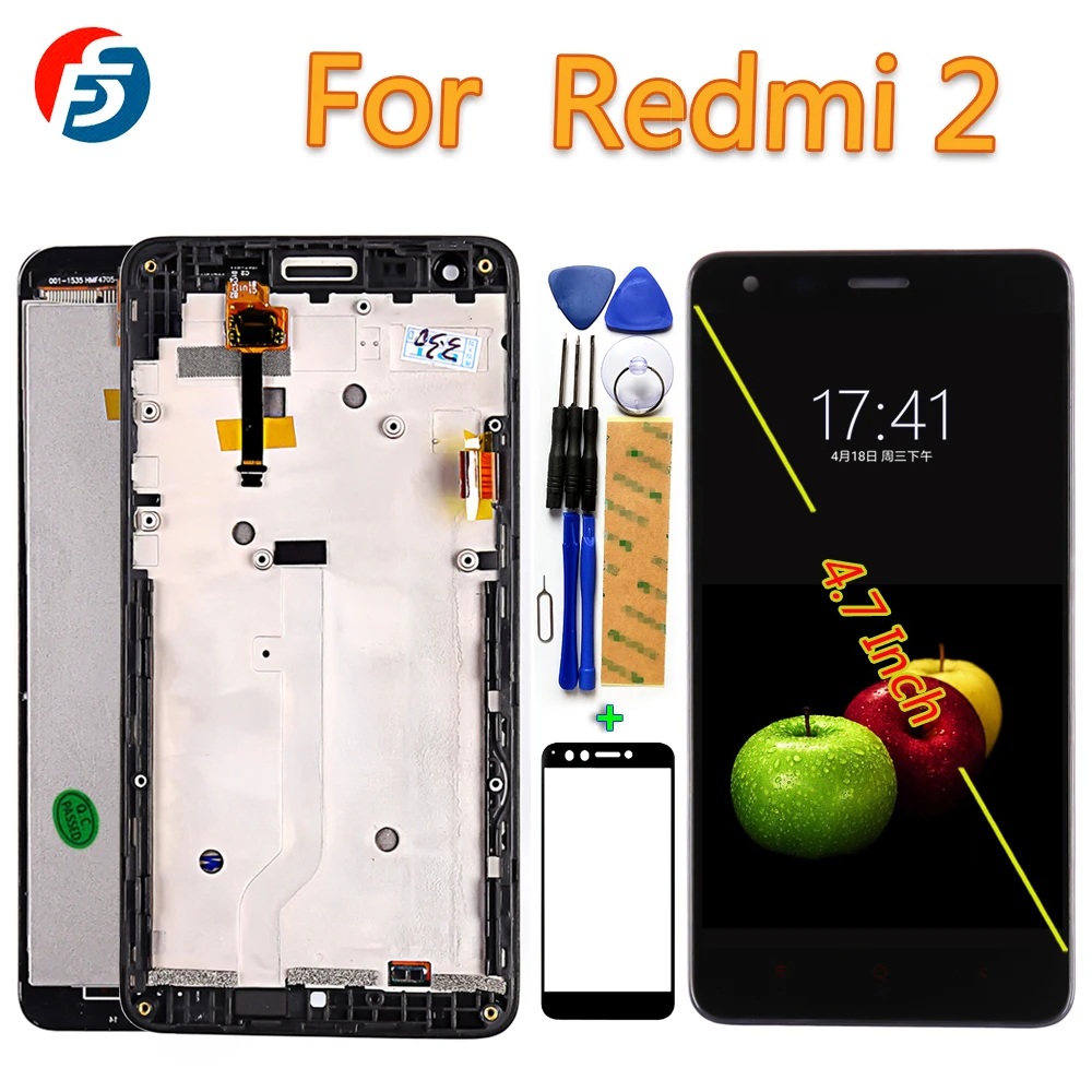 

100% Tested Touch Screen For Xiaomi Redmi 2 4.7 inch LCD Display Digitizer Assembly 1280*720 Frame with Free Tool And Glass film