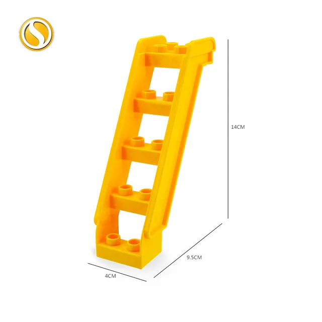 Big Building Block City Farm Architecture Accessories Fence Pillar Bridge Ladder Compatible Big Brick DIY Toys For Children Gift Yellow stairs