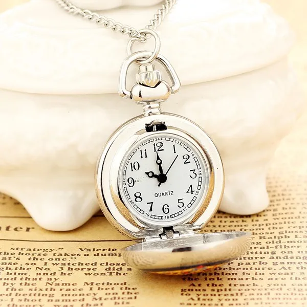 2019New Mode Mannen en Vrouwen Zilveren Zakhorloge кварц Rvs Zakhorloge стимпанк Antieke Afdrukken RelogioFeminino verteran