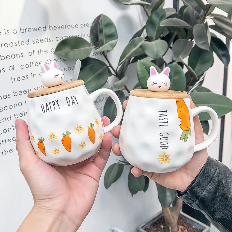 Lid Cats Coffee Mug Cup Cups Mugs Rabbit Mug with Spoon 