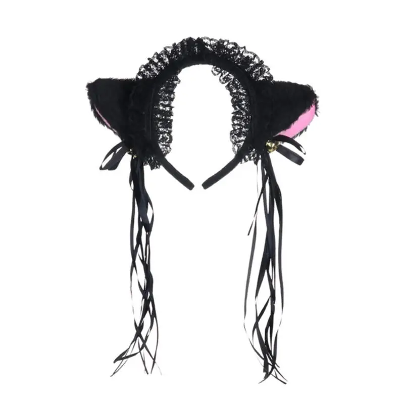 Cosplay&ware Women Ruffles Lace Headband Plush Cat Ears Ribbon Golden Bell Tassels Decor Lolita Cosplay Hair Hoop Lovely Pointed Fluffy -Zentai shop online Hec593d1aea4e45529030dd5609bb9f0fO.jpg