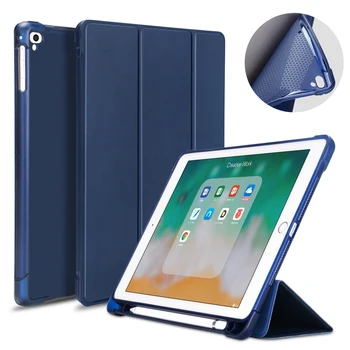 

Case For iPad Pro 11 10.5 10.2 9.7 2017 2018 2019 2020 With Pencil Holder PU Leather Smart Cover For iPad Air 2 3 TPU Back Case