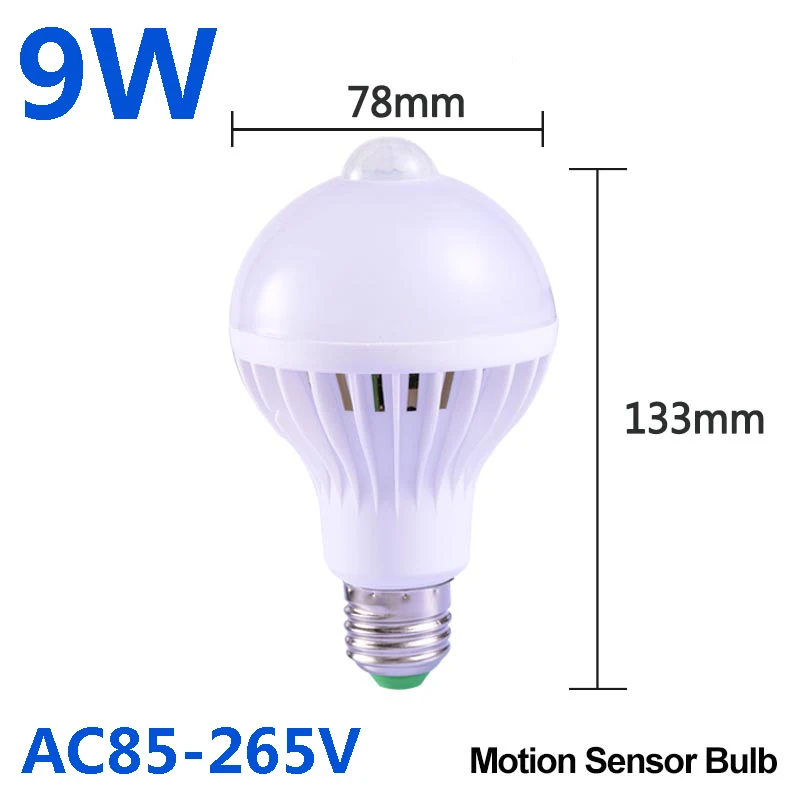 Умный светодиодный датчик движения ночник 5 Вт 7 Вт 9 Вт 12 Вт 18 Вт 220 В PIR сенсорные лампы потолочные лампы-светильники для дома лестничный коридор белый - Испускаемый цвет: 9W Sensor Bulb