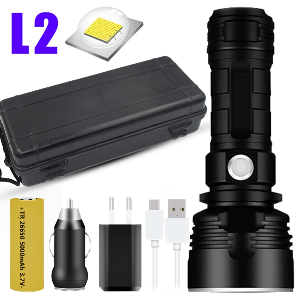 Option D XHP70 супер мощный светодиодный фонарь L2 тактический фонарь USB Перезаряжаемый Linterna водонепроницаемый фонарь ультра яркий фонарь для кемпинга - Испускаемый цвет: Option D