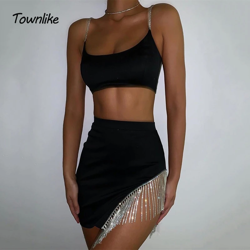Атласная кисточка Townlike с открытой спиной сексуальный комплект из двух предметов