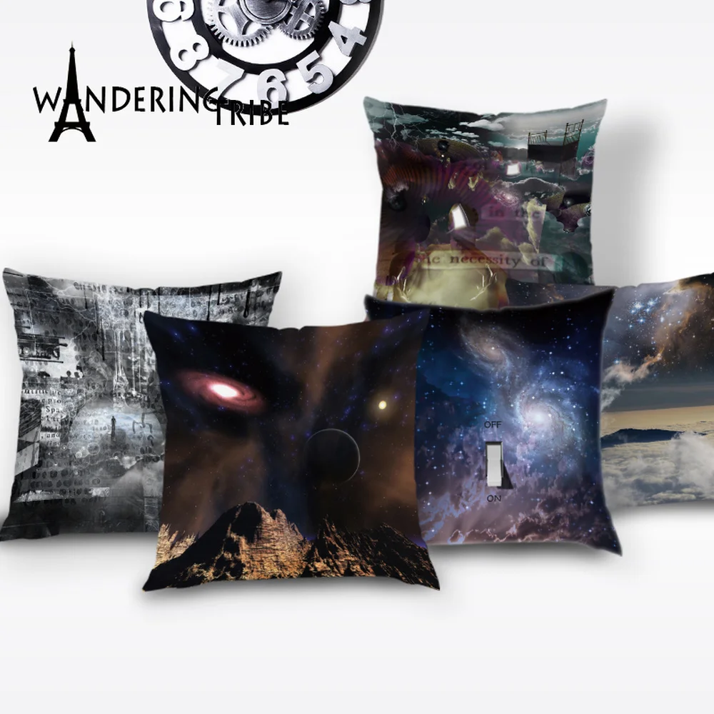 

Psychedelic Horror Pillow Cases Art Nouveau Cushion Cover Film Decoration Cushions Case Space Sky Home Decor Bed Pillows Covers