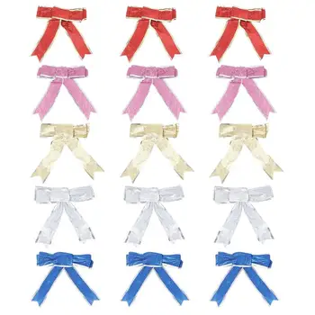 

15pcs Christmas Theme Bowknot Pendants Mini Party Ornament Festival Supply DIY Decorations Accessories Hanging Ornament