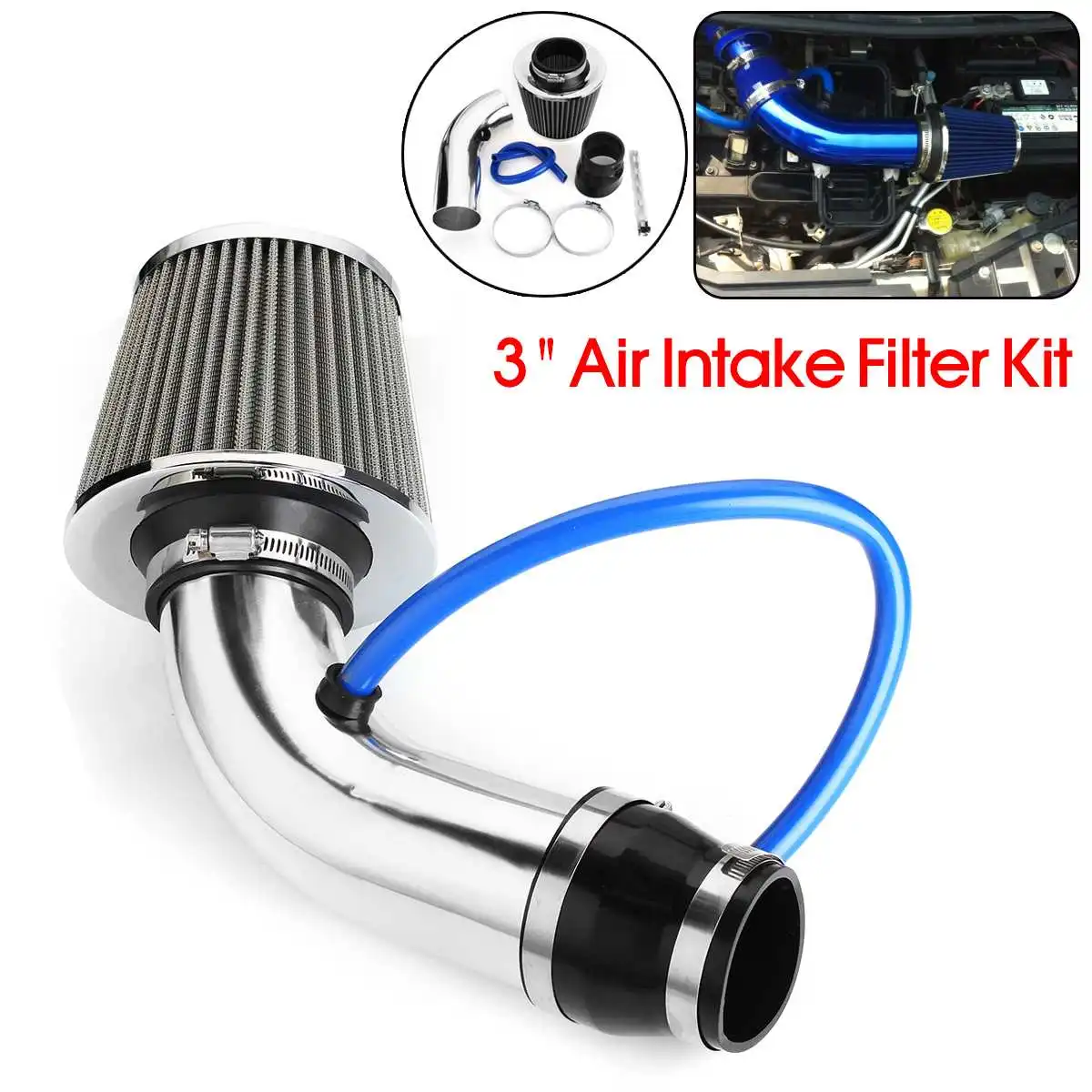 BLUE 1990 UNIVERSAL 70mm 2.75/" INCHES SMALL AIR INTAKE FILTER