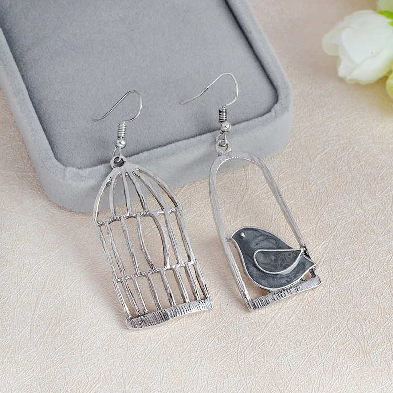 The bird stands in the cage Kirsite Drop Earrings Dangling Earrings Jewelry accessories yearning for freedom drop earrings dangle earrings