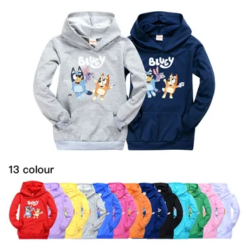 

Children's casual pocket sweater bingo bluey boys and girls hooded top hoodies for teen girls boy sweatshirt 5-15Y