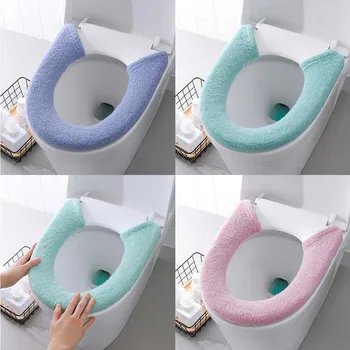 

Toilet Seat Pat Bathroom Winter Warmer Seat Lid mat Pad Toilet Seat Pad Mat Toilet Seat Zipper With Handle #35