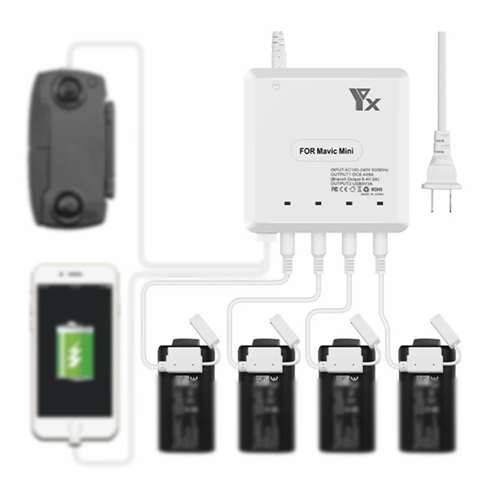 Buy Battery Charger for DJI Mavic Mini Battery Charging Remote Control US EU UK AU Plug 6-IN-1 Drone Accessories
