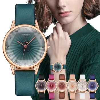 

Creative Women Watches Printing Striped Quartz Watch Simple Leather Watch with Crystal Diamond dial Clock zegarek damski 2020