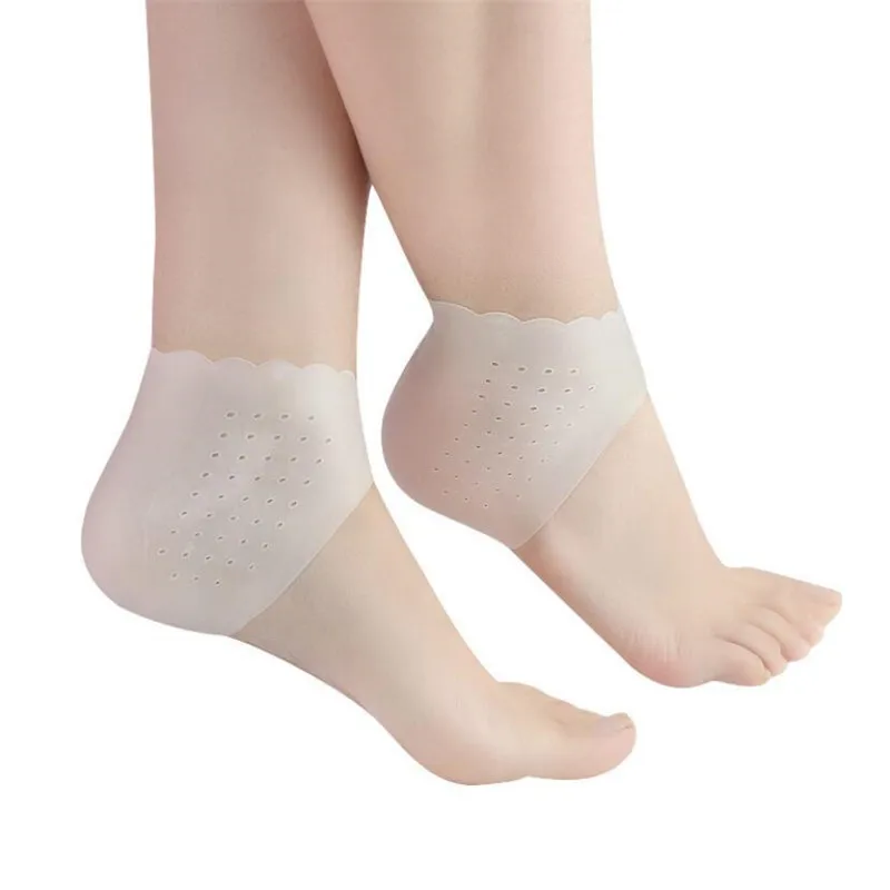 2 Pcs New Soft Silicone Foot Chapped Heel Insole Protector Moisturizing Gel Heel Socks Cracked Skin Protective Cushion