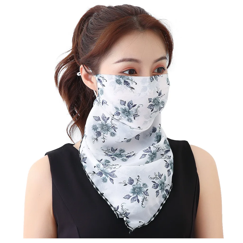 Temperament neck breathable mask new spring and summer anti-UV chiffon thin veil sunscreen multi-function large scarf | Аксессуары для
