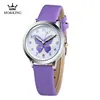Hot Sale Cartoon Pattern Children's Boys Girls Kids Purple Butterfly Leather Quartz Wrist Watch Clock Gifts Bracelet Reloj 1