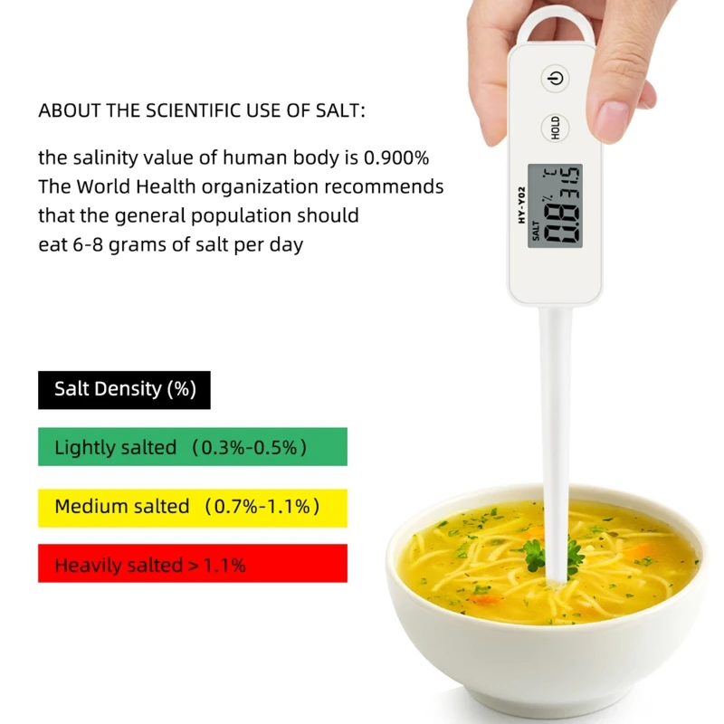 US $23.87 HighPrecision Salinity Meter Food Brine Salinity Kitchen Soup Cooked Mariculture Digital Display Electronic Salt Measurement