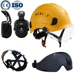 Casque de sécurité ABS CE EU, visière, protège oreilles, ensemble d'accessoires de Construction, casque de protection pour les ingénieurs, casquette de travail 