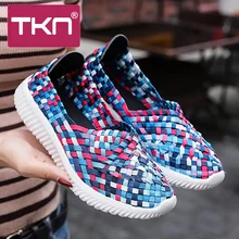 TKN Женская плетеная обувь ручной работы; женские дышащие кроссовки без застежки на плоской подошве; сезон весна-осень; женские легкие лоферы на плоской подошве; мокасины; 966