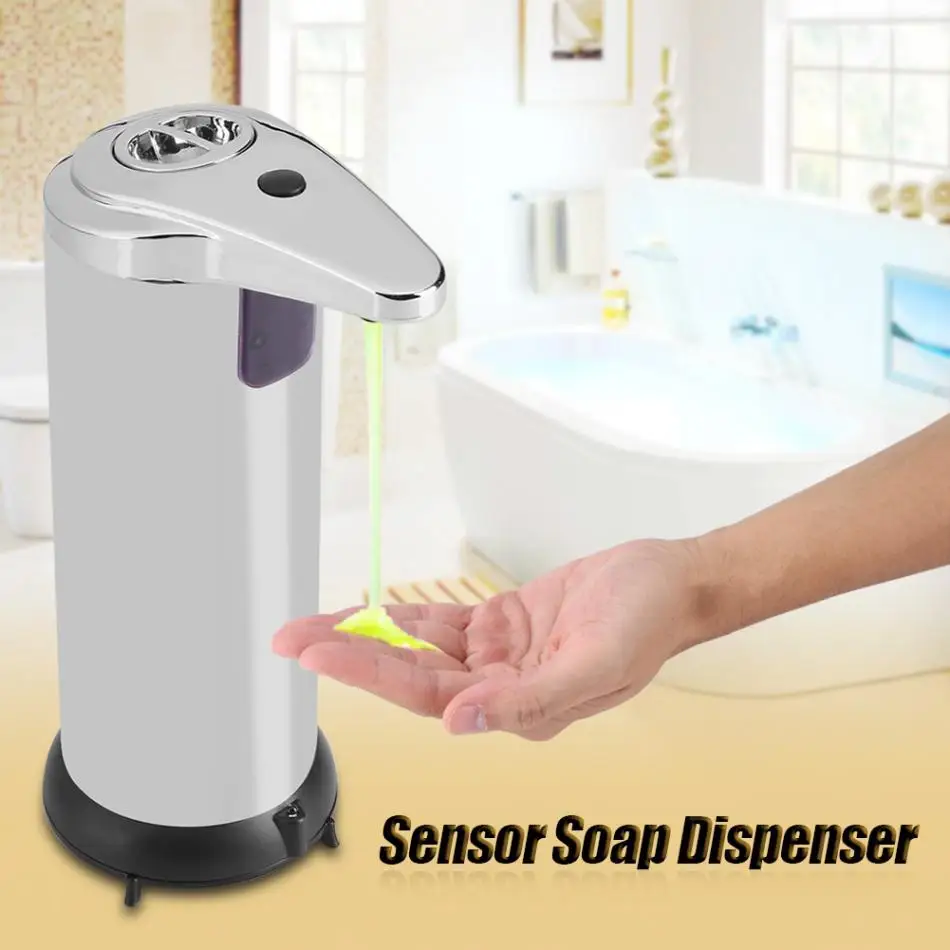 

250ml Abs Stainless Steel Automatic Liquid Soap Dispenser Smart Sensor Touchless Sanitizer Dispenser for Kitchen Bathroom School