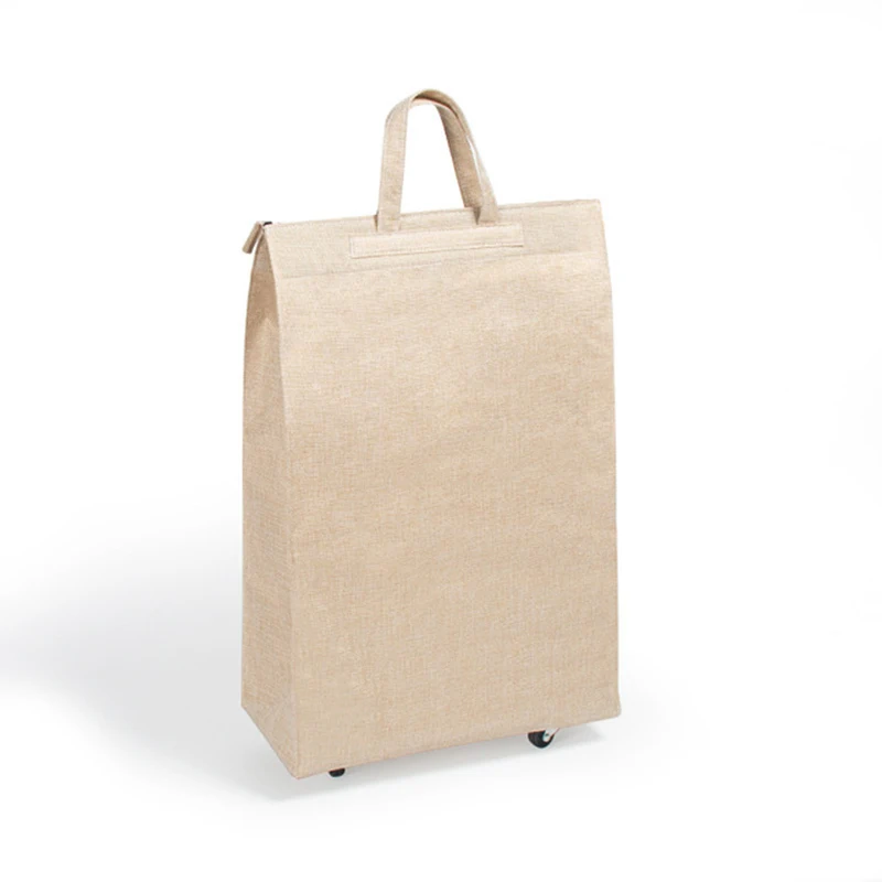 Женская и мужская дорожная сумка, складная дамская сумка для покупок, сумка на колесиках, переносная сумка для хранения - Цвет: Beige