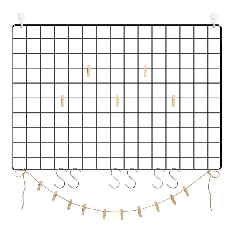 

Grid Photo Wall, Set of 2, 25.6 inch x 17.7 inch, Photo Display Wall, Metal Mesh Wall Decor, Multifunctional Hanging Picture Wal