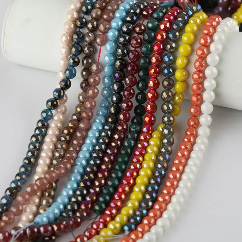 

2020 Colorful Electroplate Angelite Stone Bead Round Loose Spacer Beads For Jewelry Making 4/6/8/10mm DIY Bracelet Necklace