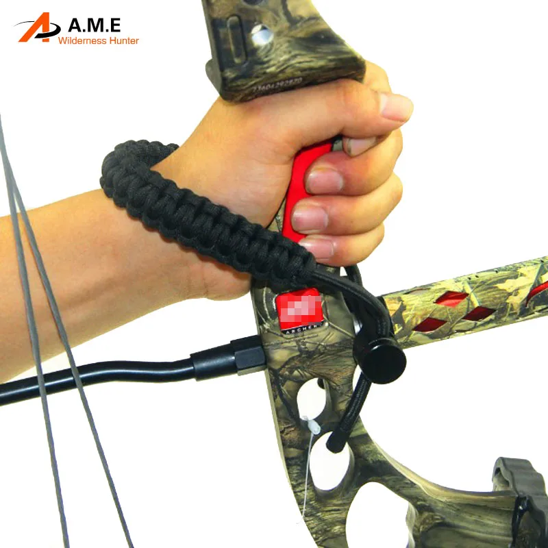 Adjustable Archery Hunting Compound Bow Braided Polyester Wrist Sling Strap Rope 
