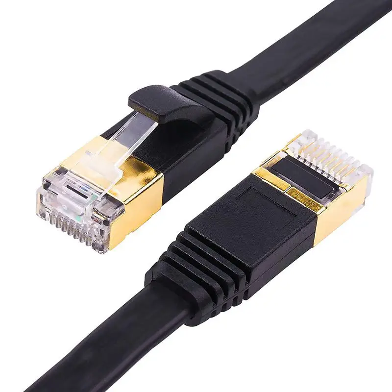 

Cat-7 Ethernet Cable Flat with Cable Clips, Shielded RJ45 Connectors, High Speed 10 Gigabit LAN Network Patch Cable, Faster Than