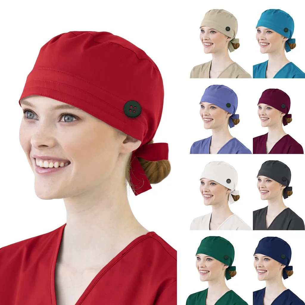 Hot Women Fashion High Quality Work Caps Pet Operating Room Hat Patterns Cap Female Long Hair Surgery Nursing Scrubs Cap #T1P