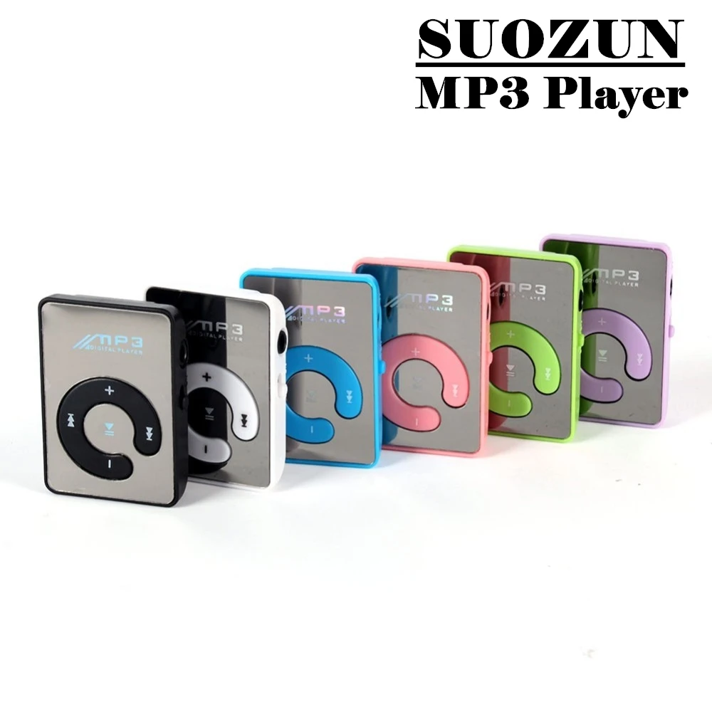 SUOZUN USB цифровой Mp3 музыкальный плеер мини зеркало клип Поддержка 8 Гб SD TF карты Портативный Спорт mp3 плееры