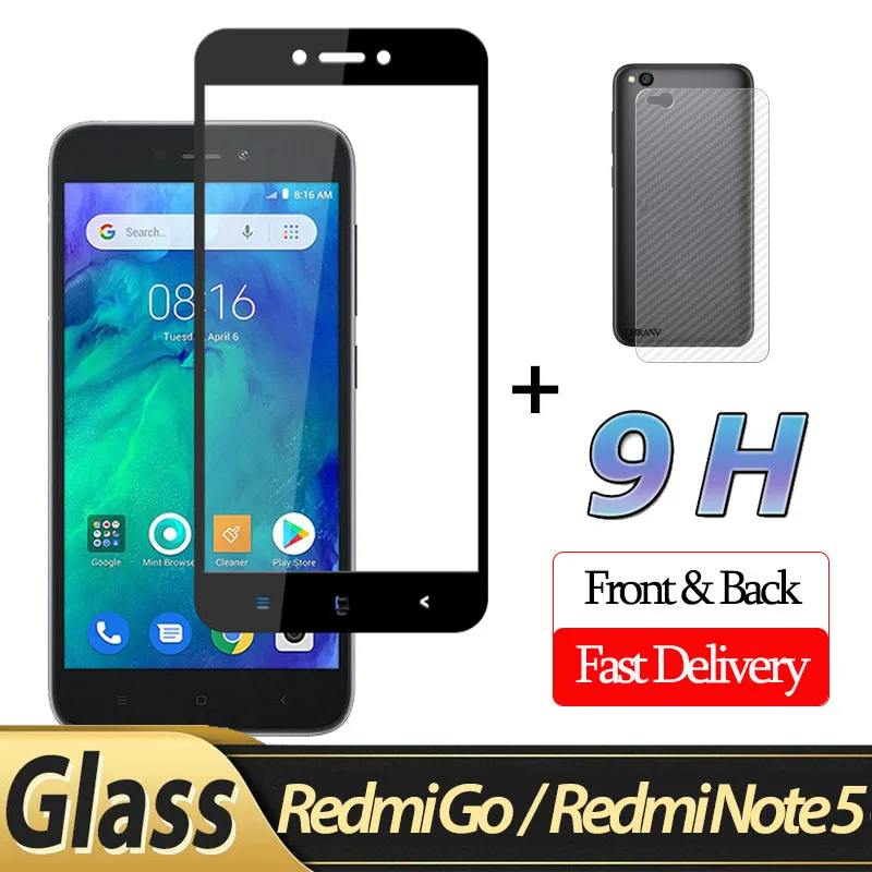 

2-in-1 Front Glass + Back Film Xiaomi Redmi Go 3D Glass for Redmi Note 5 Redmi GO Screen Protector redmi go protective glass