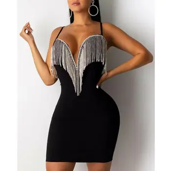 

Vintage Sequin Glitter Women Dress Deep V-Neck Sexy Bodysuit Sleeveless Women Rompers Casual Bodycon Playsuit Club Party Dress