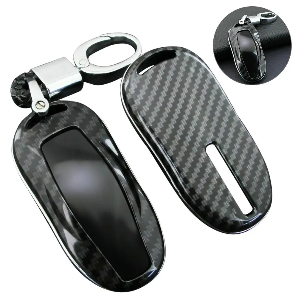 

Carbon Fiber Hard Car Key Cover Case Accessories Car Key Case For Tesla Model 3 Model S