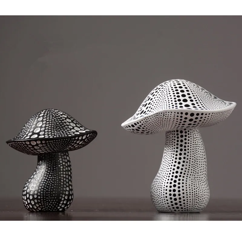 Европейский стиль моделирование грибы Yayoi Kusama волна точка смолы ремесленника статуя Кофейня украшения X2618