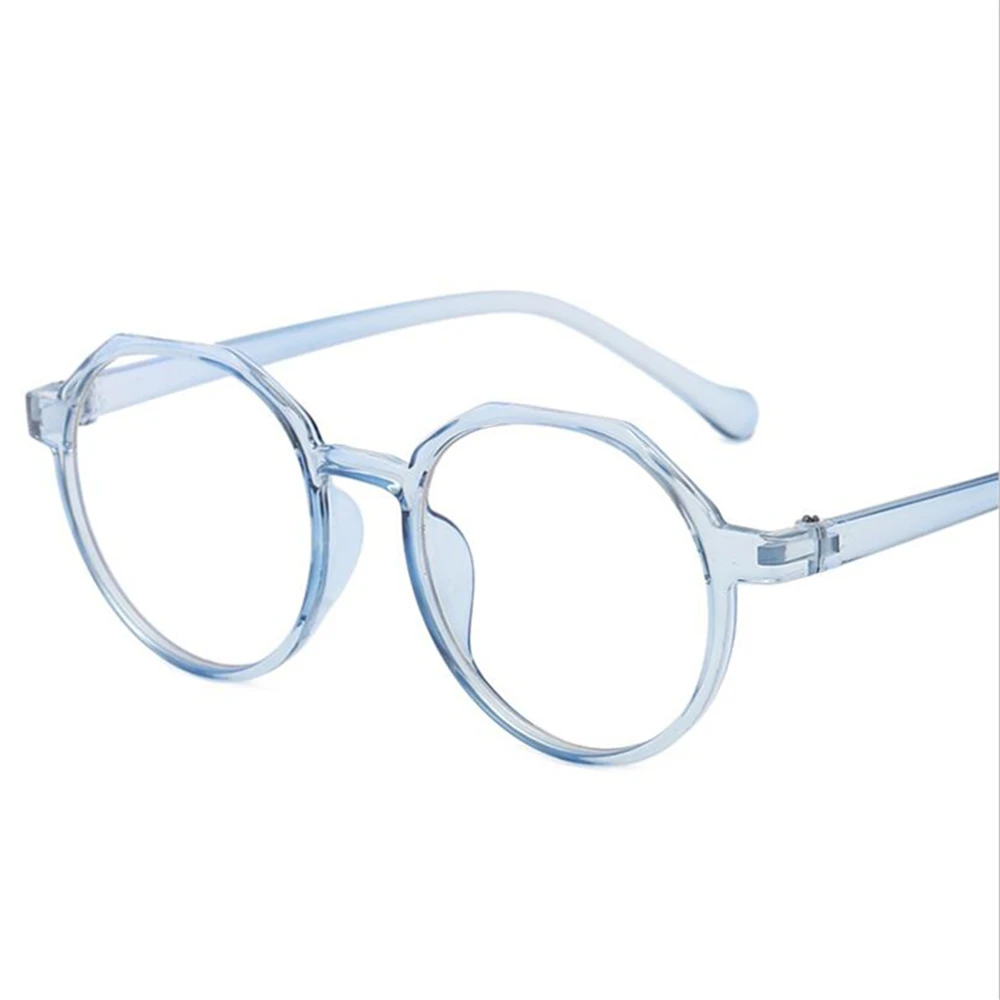 Retro Round Optics Eyeglasses Women Men Fashion Clear Mirror Myopia Lens Nearsighted Glasses 0-0.5-1.0-1.5 To-6.0 - Цвет оправы: Transparent Blue