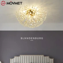 

Modern Firefly LED Crystal Ceiling Light Glass Fashion Branch Dandelion Decorative Bedside Iron Lamp Bedroom LivingRoom Aisle