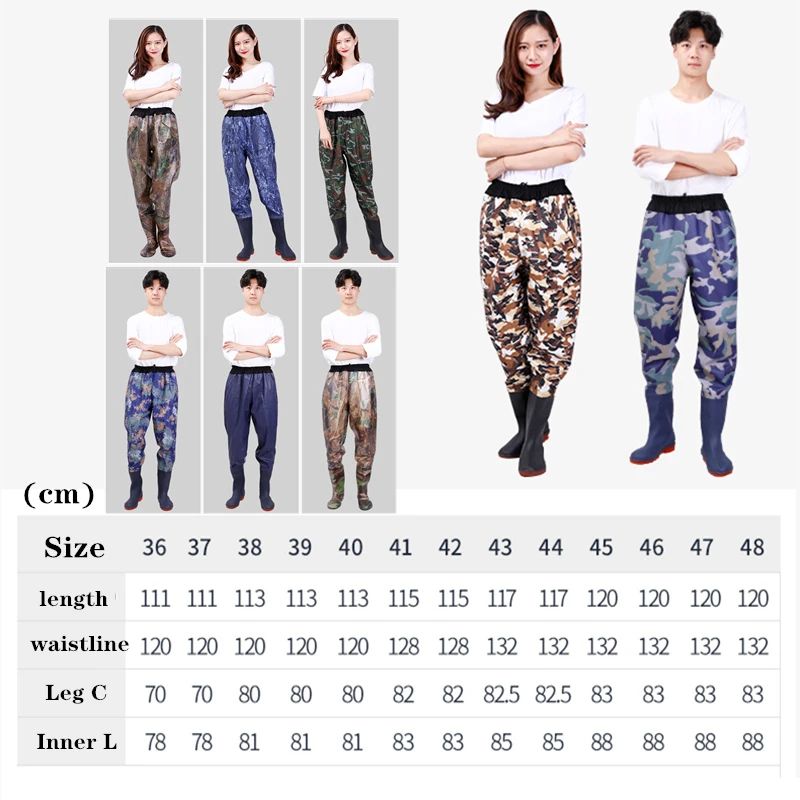 

PVC Wading Waist Waterproof Waders River Creek Fly Fishing Jungle Camouflage Hunting Boots Farm Water River Pants Shoes Unisex